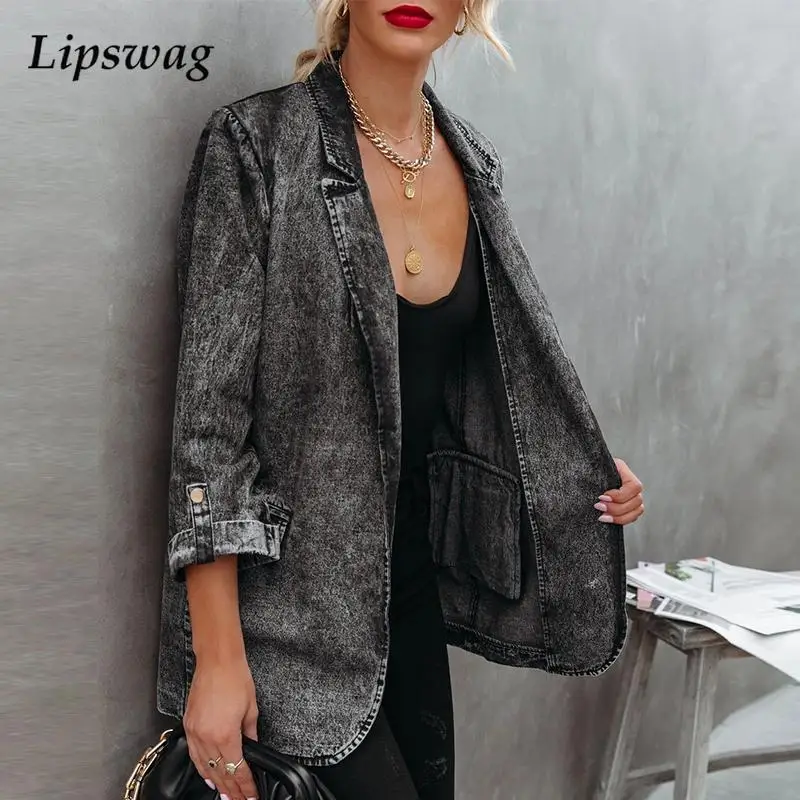 

Весенне-осенняя Регулируемая верхняя одежда с длинным рукавом 2022, однотонные простые пальто, кардиган, женские элегантные блузки с отложны...