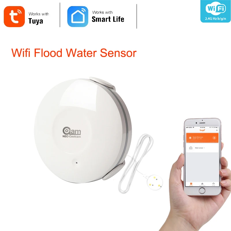 NEO Coolcam Smart WiFi Water Sensor Wi-Fi Leak Detector Alarm Sensor and App Notification Alerts Support IFTTT