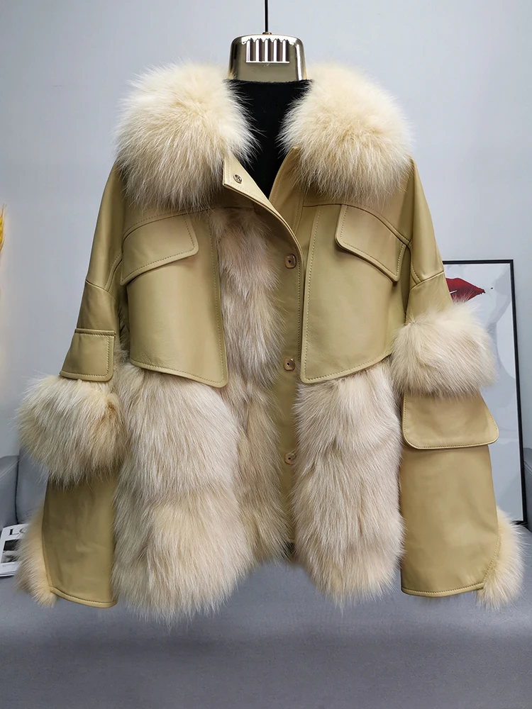

Fox fur grass coat women's short splicing sheepskin young fashion fur one winter 2020 new trend