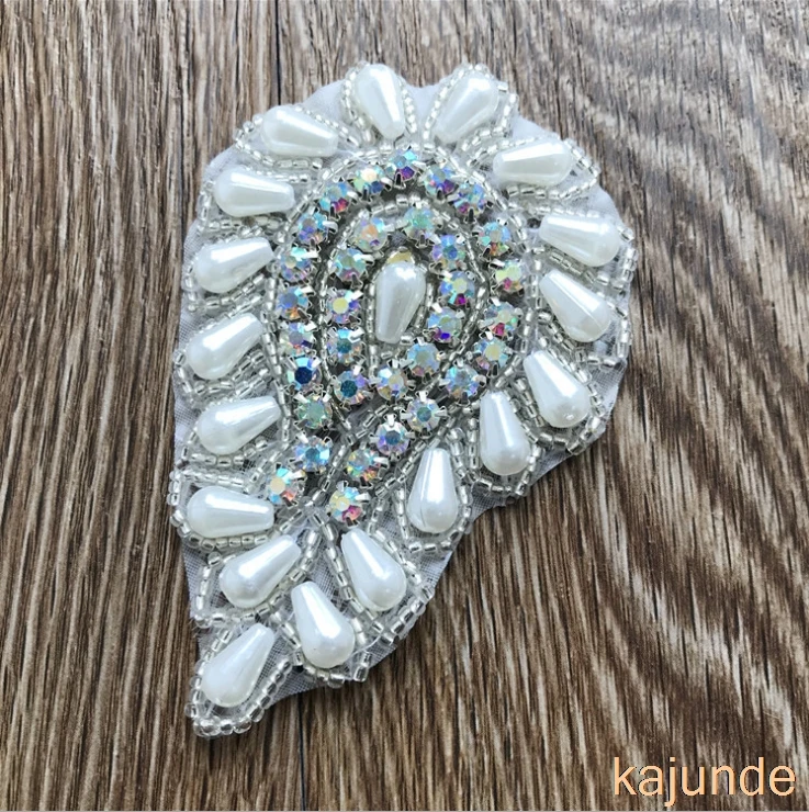 Нежный ручной шитья горный хрусталь аппликация бисером свадебные створки пояса