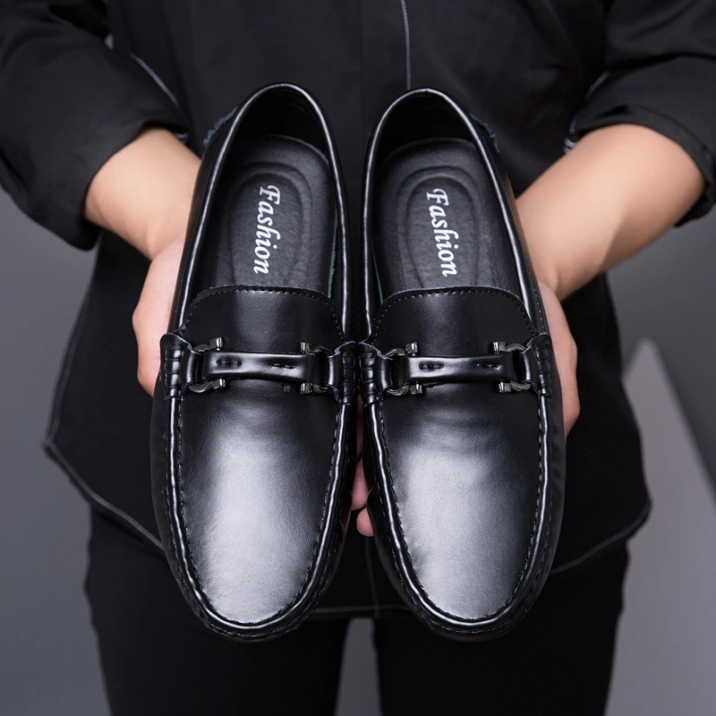 

Мокасины мужские на плоской подошве, свадебные туфли, без застежки, лоферы, Повседневная модная обувь для вождения, черные, лето