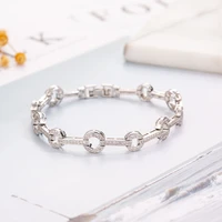 newest design 925 sterling silver 18cm chain pave simulated diamond fashion ladies bracelet for women jewelry girl gift