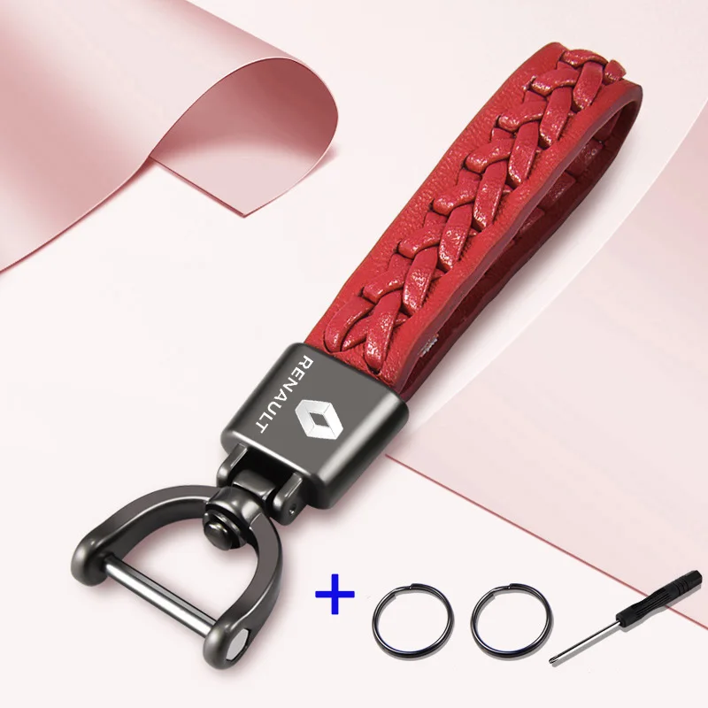 

Fashion Custom Car Logo Keychain Multi-color Creative Hand-woven Rope Key Ring For Renault clio/kwid megane 2 3 car key holder