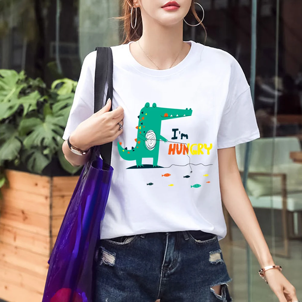 

Cute Harajuku T Shirt Funny Dinosaur Clever Girl Print T Shirt Casual Summer Tshirt Femme Ladies T-shirt Female Tops Cartoon