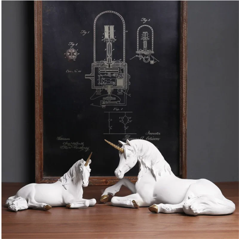 Скандинавский домашний декор единорог лошадь ремесла из смолы украшения для