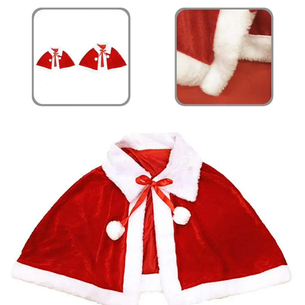 

Cape Cute Bow Fine Workmanship Xmas Cloak Adult Kids Christmas Cloak Short for Party