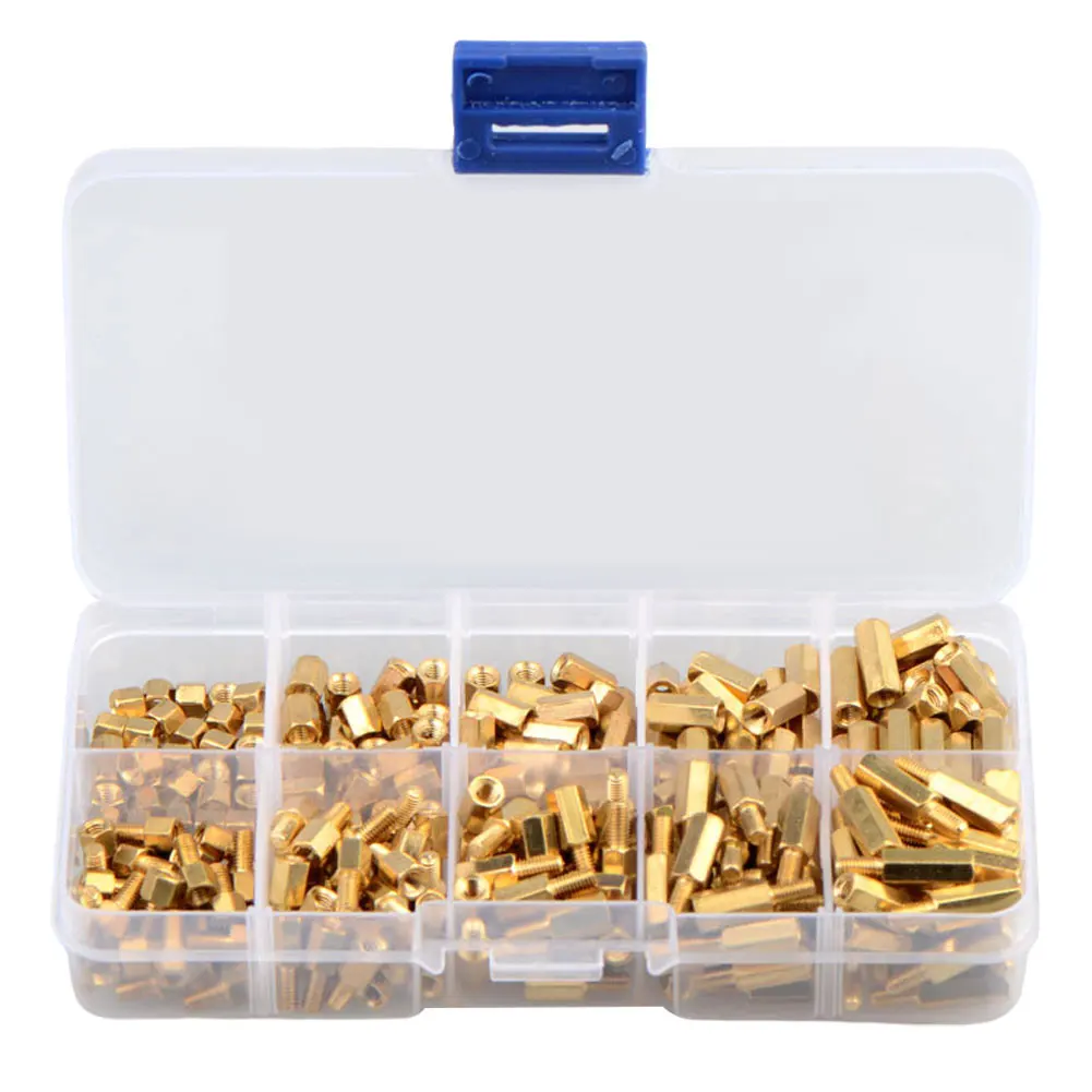 

300PCS Male-To-Female Hexagon Head Durable Brass Screws Non-Magnetic M3 Standoff Spacer Screws Threaded Pillar Male Female Kit