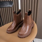 Женские кожаные ботинки челси, новинка 2021, осенне-зимние модные женские ботильоны, женские ботинки в стиле ретро, новый дизайн