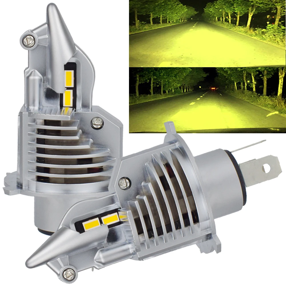 

Car LED Light Yellow 3000K Motorcycle Headlamp H/L 12V DC High Low Beam White 6500K MOTO