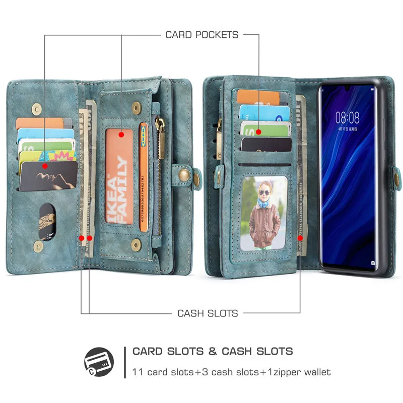 retro leather removable p30pro case for huawei p20 p30 mate20 pro lite luxury magnetic wallet purse card holder bags cover coque free global shipping