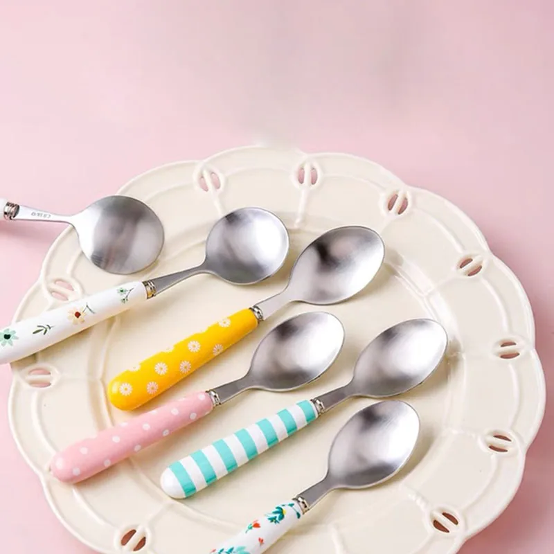 

2021 New 304 Stainless Steel Watermelon Spoon Creative Cute Simple Home Scoop Ball Round Head Dessert Drink Coffee Little Girls