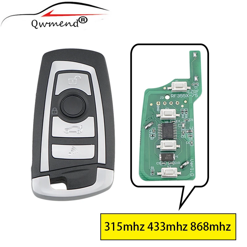 QWMEND 315/433/868Mhz Car Remote Key for BMW 1 3 5 6 Series X5 Flip Car Key for BMW CAS2 System 4 Button