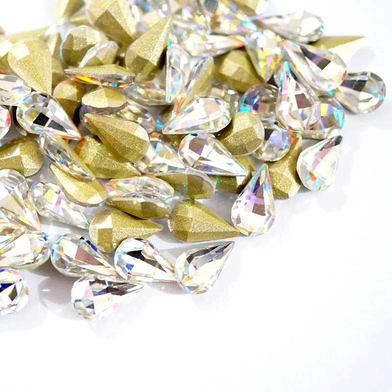 10 шт. высококачественные прозрачные стразы для дизайна ногтей K9 AB стеклянные без