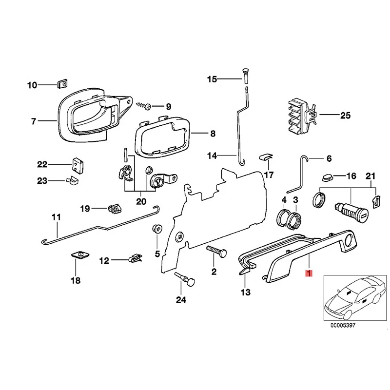 

CAR door operating mechanism/door lock front bm wE34 518i M40 518i M43 520i M50 520i 524td 525i M50 525ix trim