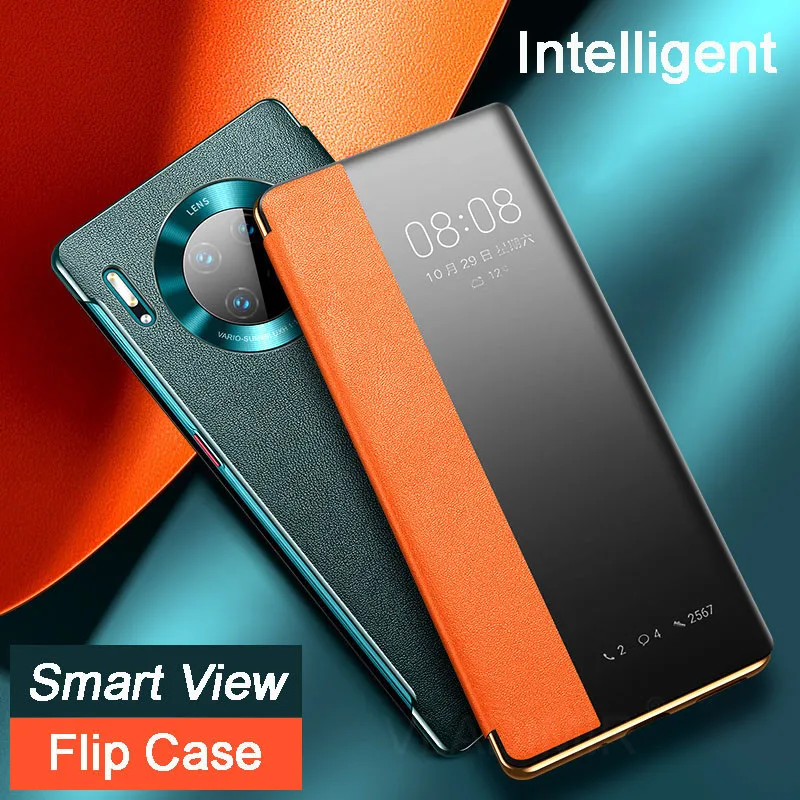 Чехол-книжка Smart View для Huawei P40/P30/P20 Pro/Lite Mate 30/20/10 Pro 20X P Plus Nova 3/3i Honor 20 Lite 8X 10 10i кожаный |
