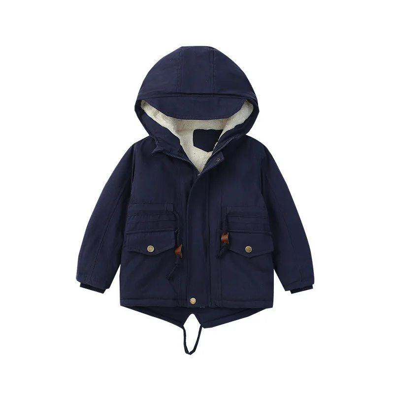 

Fashion Winter Thickened Warm Fleece Padded Child Long Coat Hooded Girls Boys Jackets Kids Outfits Children Outerwear 90-140cm
