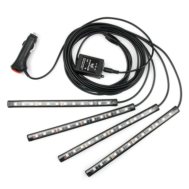 

4PCS Car LED Strips Interior Floor Atmosphere Light RGB Phone APP RF Control