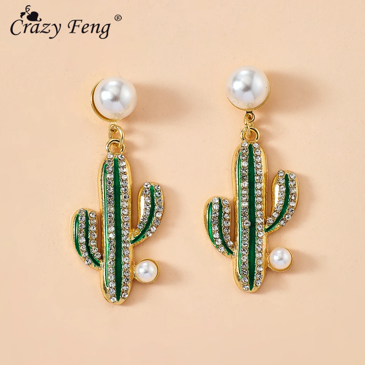 Роскошные Стразы кактус висячие серьги &quotРусалка&quot симпатичная Верхняя одежда