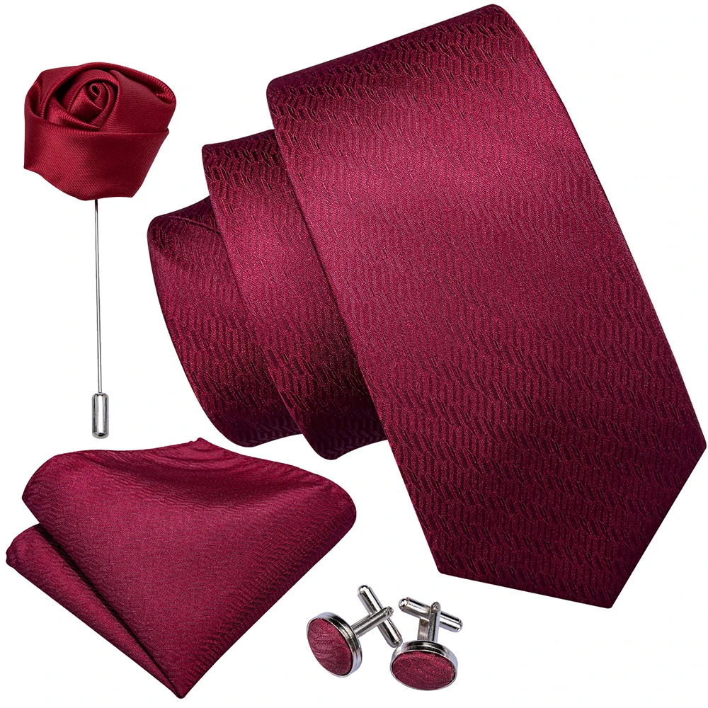 Красный однотонный новый мужской галстук свадебный шелковый носовой платок
