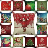 christmas santa cushion pillow cotton home decor case cover linen sofa throw