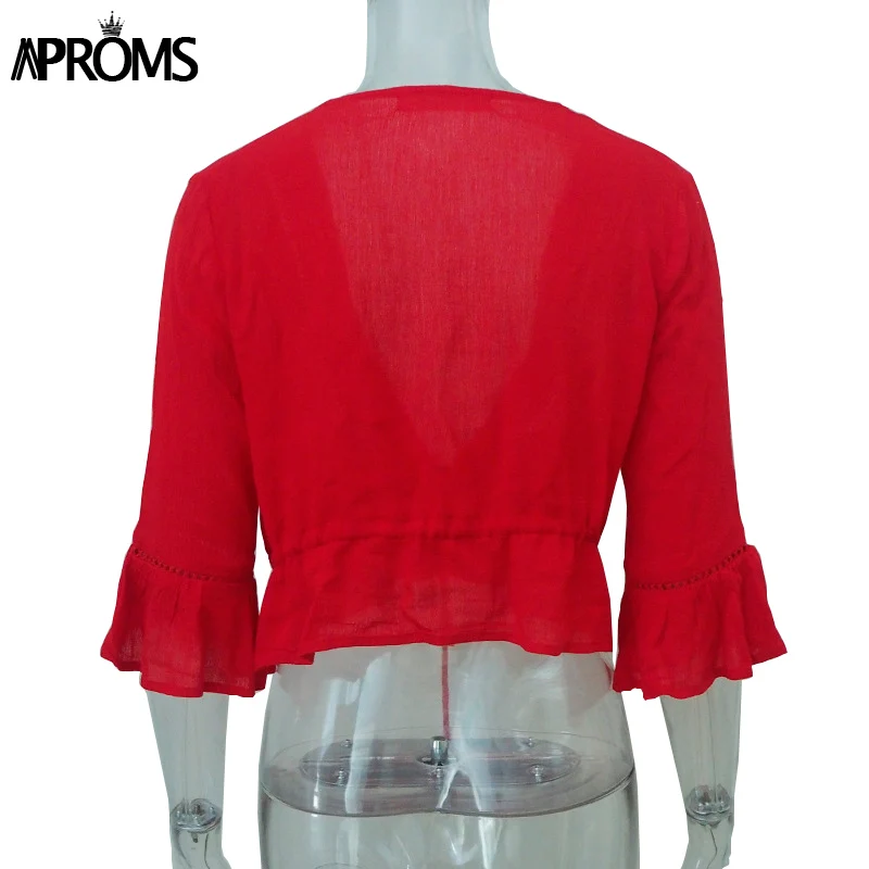 Aproms шикарная блузка с расклешенным рукавом и галстуком-бабочкой Женская