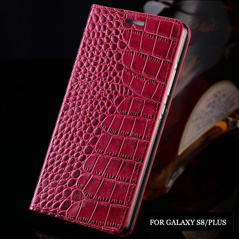 LANGSIDI мобильный телефон чехол из натуральной кожи флип для galaxy s8 крокодиловая