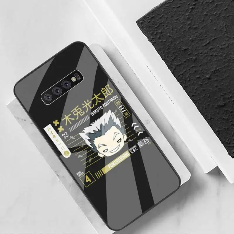 

Karasuno Black Soft Phone Case Tempered Glass For Samsung S6 7 8 9 10 20 Plus Ultra Note8 9 10 10pro