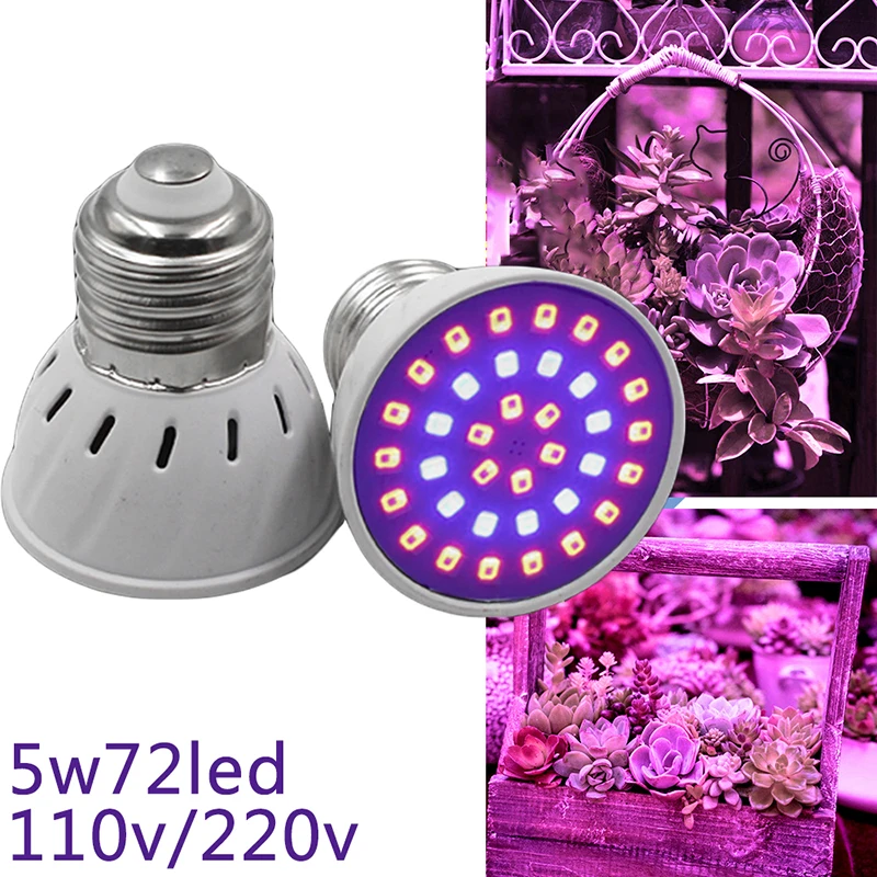 

72LED Light Bulbs Indoor Flower Plant Herbs Vegetable Growth Lamp Hydroponics 5W