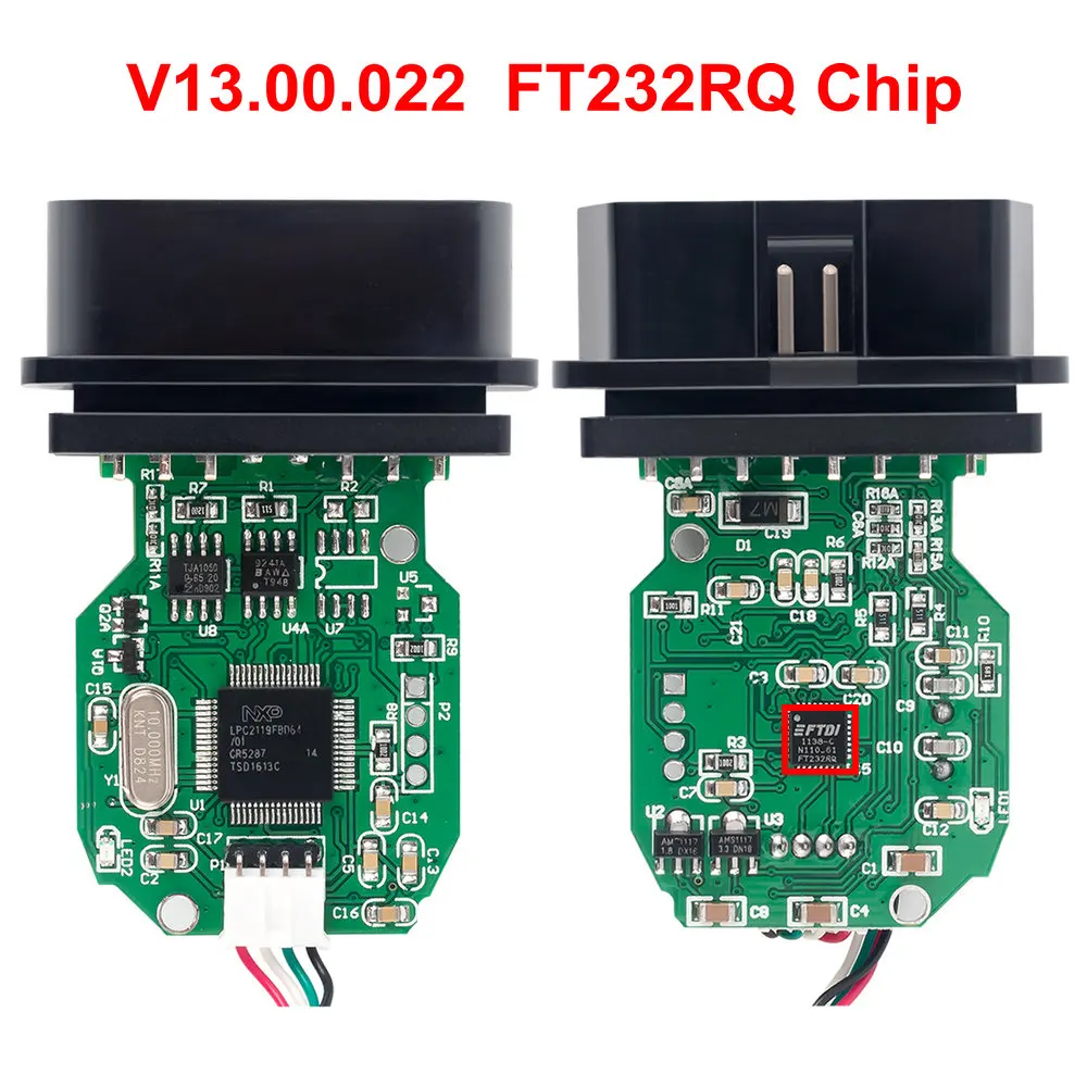 FT232RQ Chip V13.00.022 мини VCI интерфейс для TOYOTA TIS Techstream FTDI FT232RL/FT232RQ MINI-VCI J2534 OBD2 интерфейс - Цвет: FT232RQ Chip