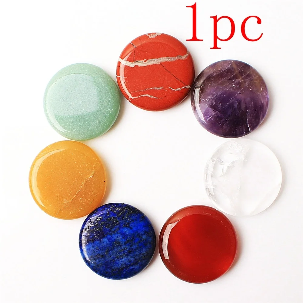 1 шт. чакра натуральные Кристальные круглой формы камень 7 Чакра Кулон с