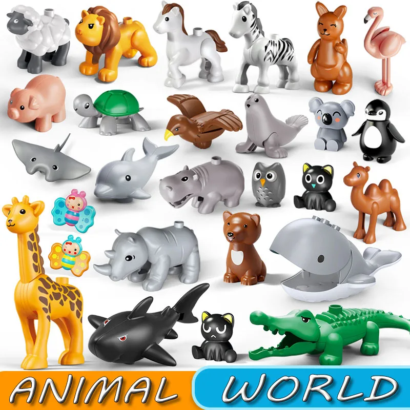 

Big Size DIY Building Blocks Animal Accessories Figures Lion Whale Eagle Flamingos Compatible Bricks Zoo Toys for Children Gifts