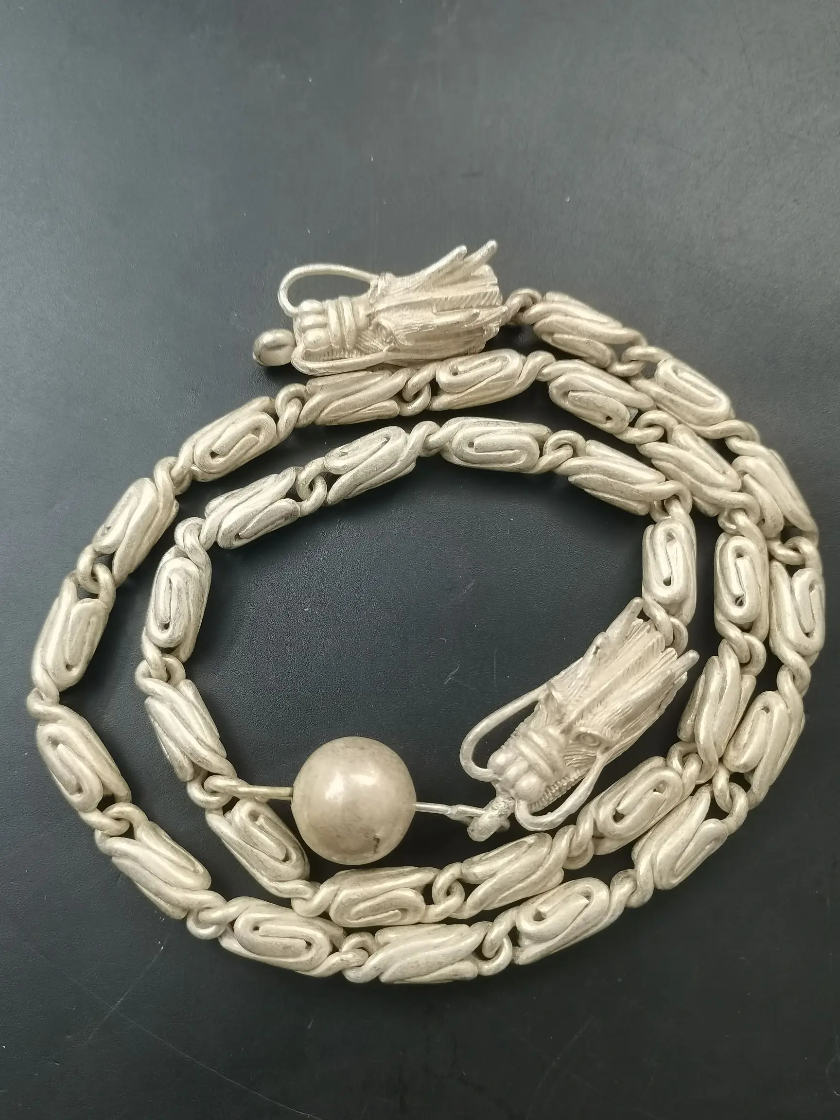 

Ancient Tibetan silver Nepal hollow out chain necklace pendant men's and women's silver gifts