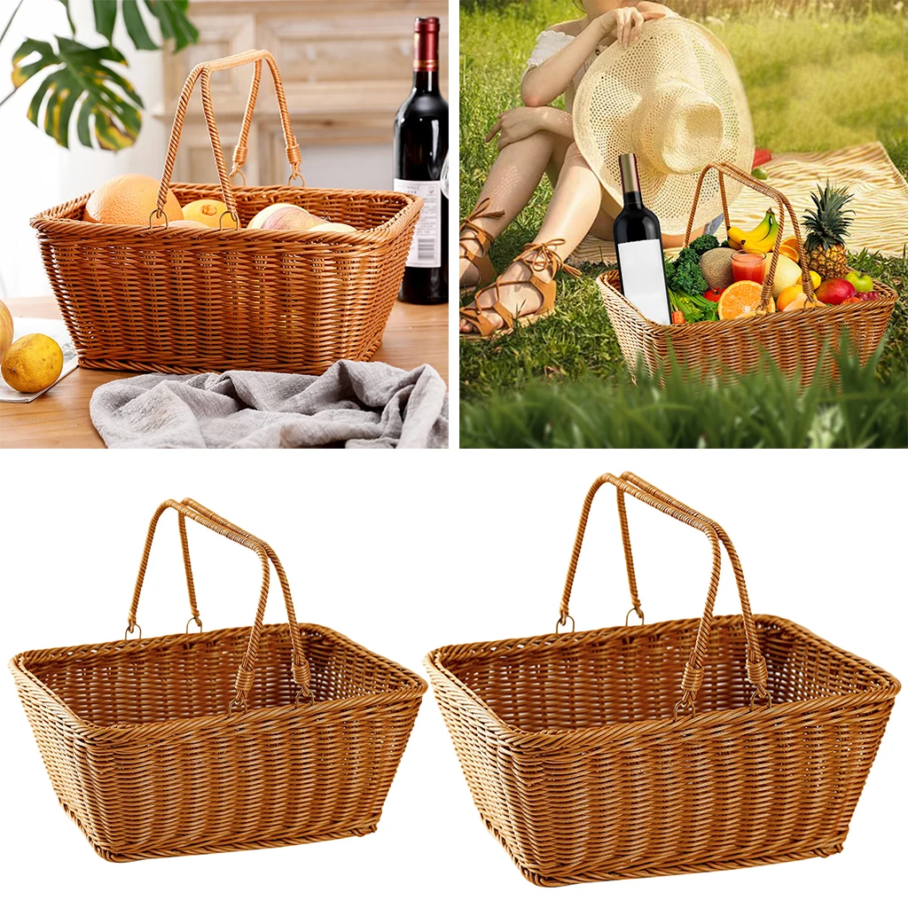 Picnic Basket Handmade Shopping Sundry Organizer with Double Handles for Wedding Gifts | Дом и сад