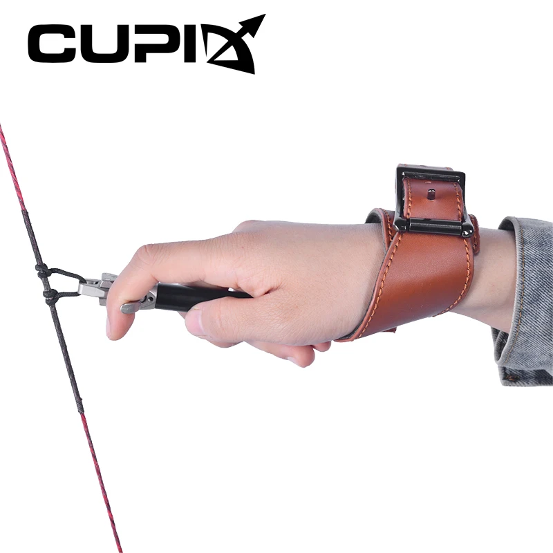 

Left Right Hand User 360 Degree Leather Bow Release Adjustable Wrist Strap Length Compound Bow Archery Shooting