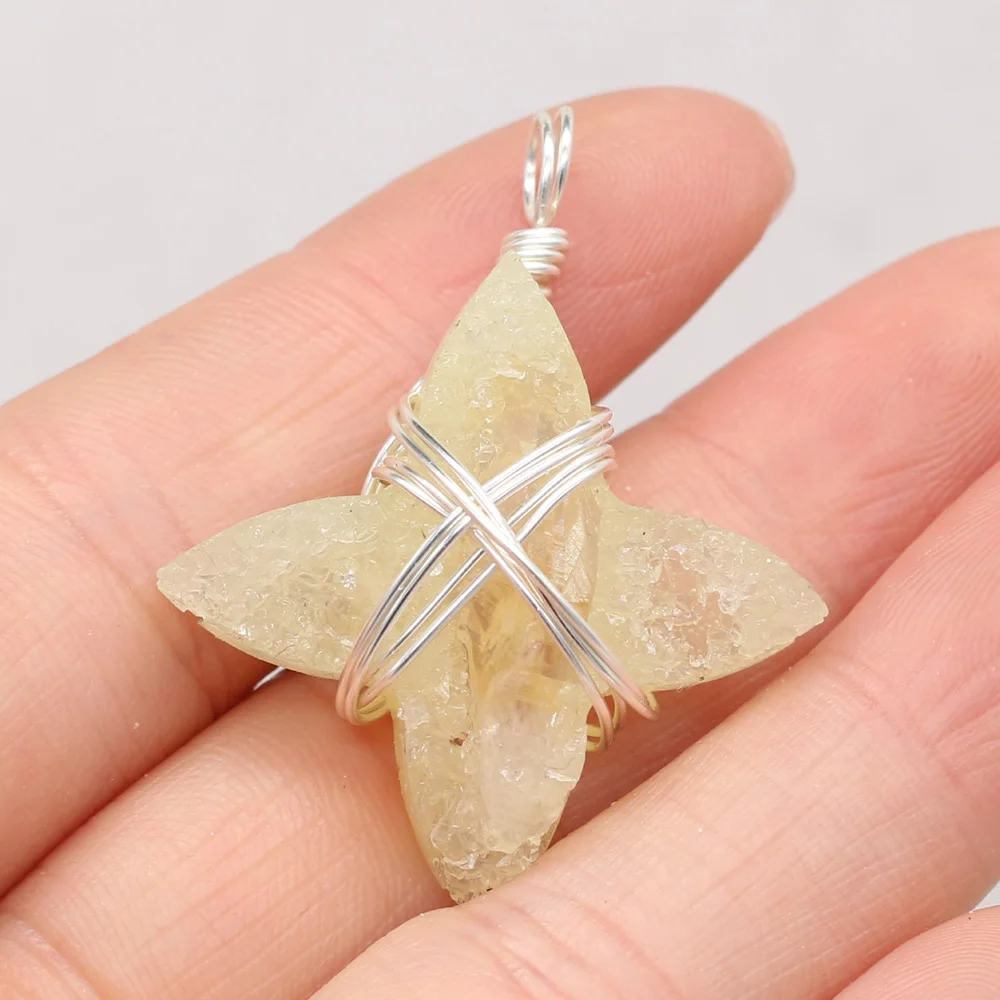 1 шт. очаровательный топаз Натуральный Полудрагоценный Камень Серебряный кулон с