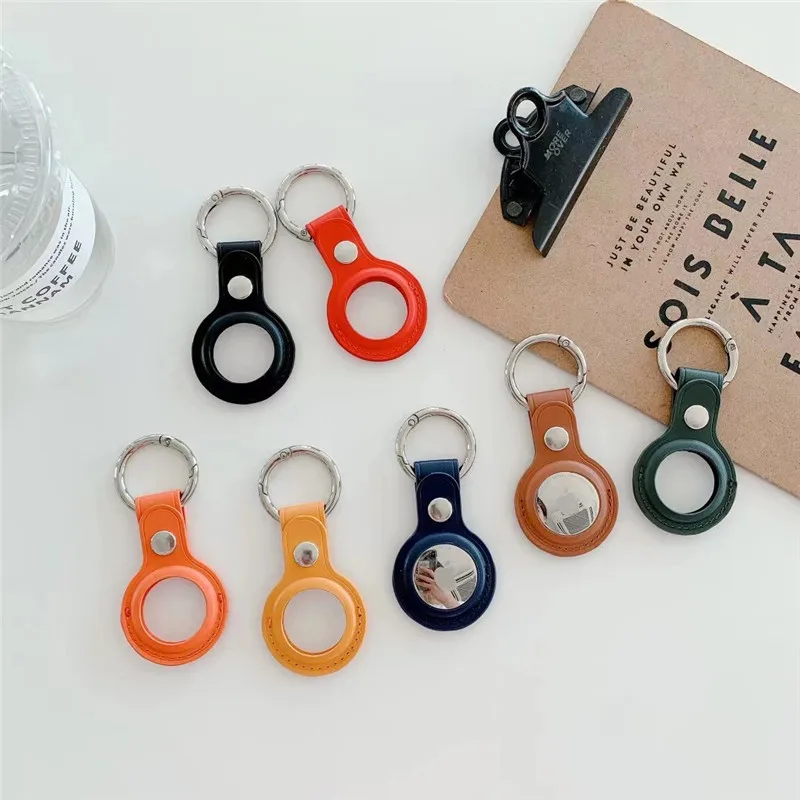

Luxury PU Leather Case Key Ring for Apple AirTag Leather Keychain Sleeve Cover for Air Tag Pet Location Tracker Protective Case