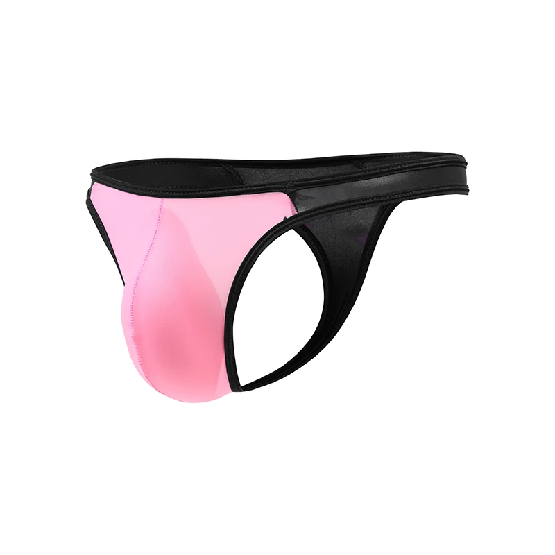 Мужские стринги с низкой талией AIIOU черные тонкие U образным выпуклым шелковым