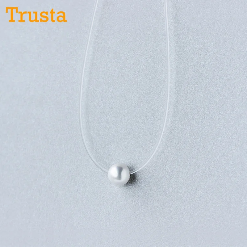 Trusta 925 Твердое Серебряные ювелирные изделия синтеза с жемчужным кулоном 36 см Япония и Южная Корея ключицы Цепочки и ожерелья милый подарок для девушек и женщин DS1129
