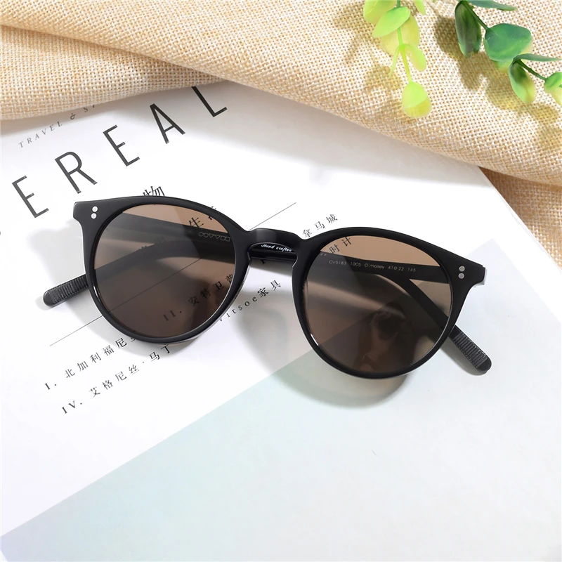 Black VS Brown Винтажные прозрачные солнцезащитные очки OV5183 поляризованные солнцезащитные очки мужские O' malley Ретро Женские ацетатные тени женские солнцезащитные очки - Цвет линз: Black VS Brown