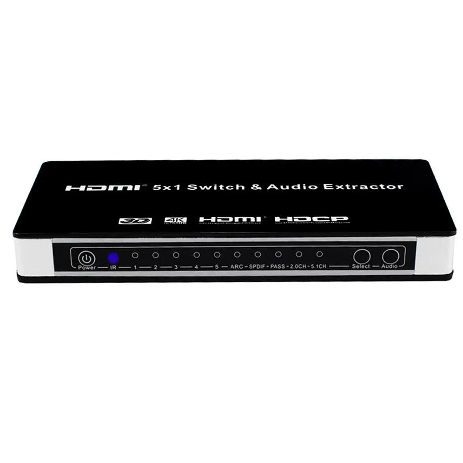 Настоящий 4K HDMI коммутатор 5X1 с аудио селекторным переключателем с дистанционным HDMI 5 в 1 выход 1,4 В для PS4, HDTV, DVD, STB и т. Д