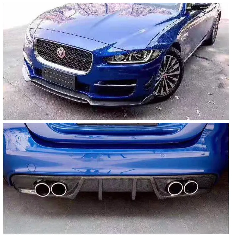 Front and Rear Автомобильный карбоновый передний бампер спойлер для губ задний бампер диффузор для губ автомобильный диффузор подходит для Jaguar XE Седан 4 двери - Цвет: Front and Rear