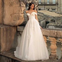 strapless a line wedding gowns 2021 sexy off the shoulder applique sweep train white ivory organza bridal dresses