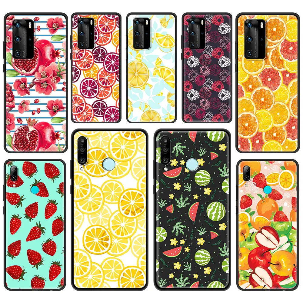 

Silicone Soft Case for Huawei P30 P20 P10 Pro P20 Lite P40 Pro Plus P Smart Z 2021 Luxury Phone Coque Cartoon Fruit