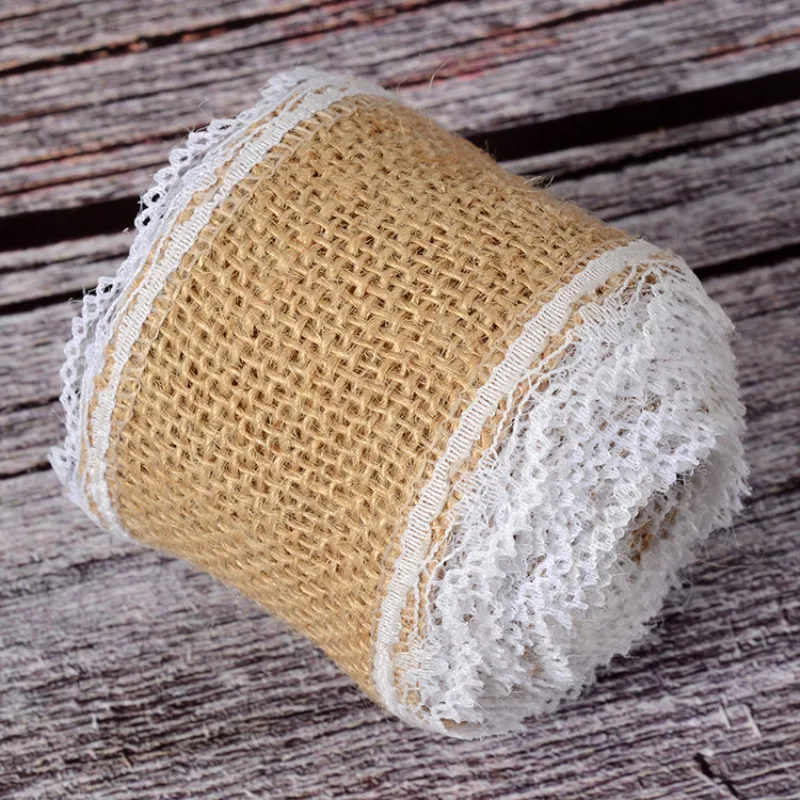 

IBOWS Jute Burlap Lace Roll Rustic Vintage Wedding Table Hemp Ribbon Natural Hessian Christmas Birthday Party DIY Decoration