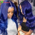 Темно-синие парики с объемной волной Alinana, предварительно выщипанные прозрачные парики из натуральных волос 13x4 на сетке для чернокожих женщин, парик с застежкой Реми 4x4