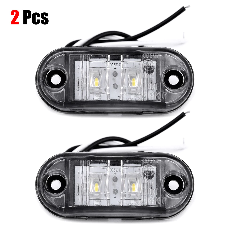 

2Pcs Warning Light LED Diode Light Oval Clearance Trailer Truck White LED Side Marker Lamp 12V Truck Accessories Waterproof