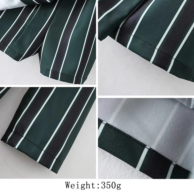 

HStar 2020 new fashion women striped playsuit casual loose chiffon jumpsuits long sleeve suit collar V Neck jacket