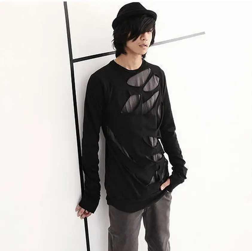 

Men Lager Size Clothing Free Shipping Korean Version Of Long-sleeved Leisure Personaliy T-shirt / S-3xl