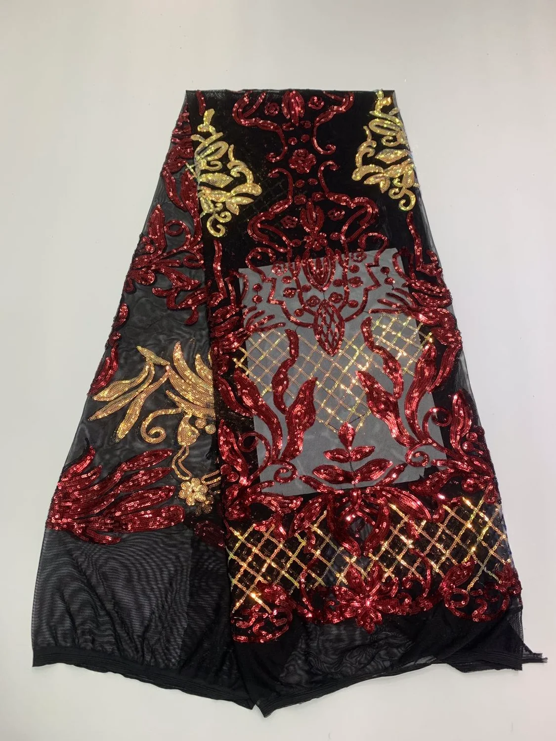 Красные и золотые африканские блестки кружевная ткань французская вышивка