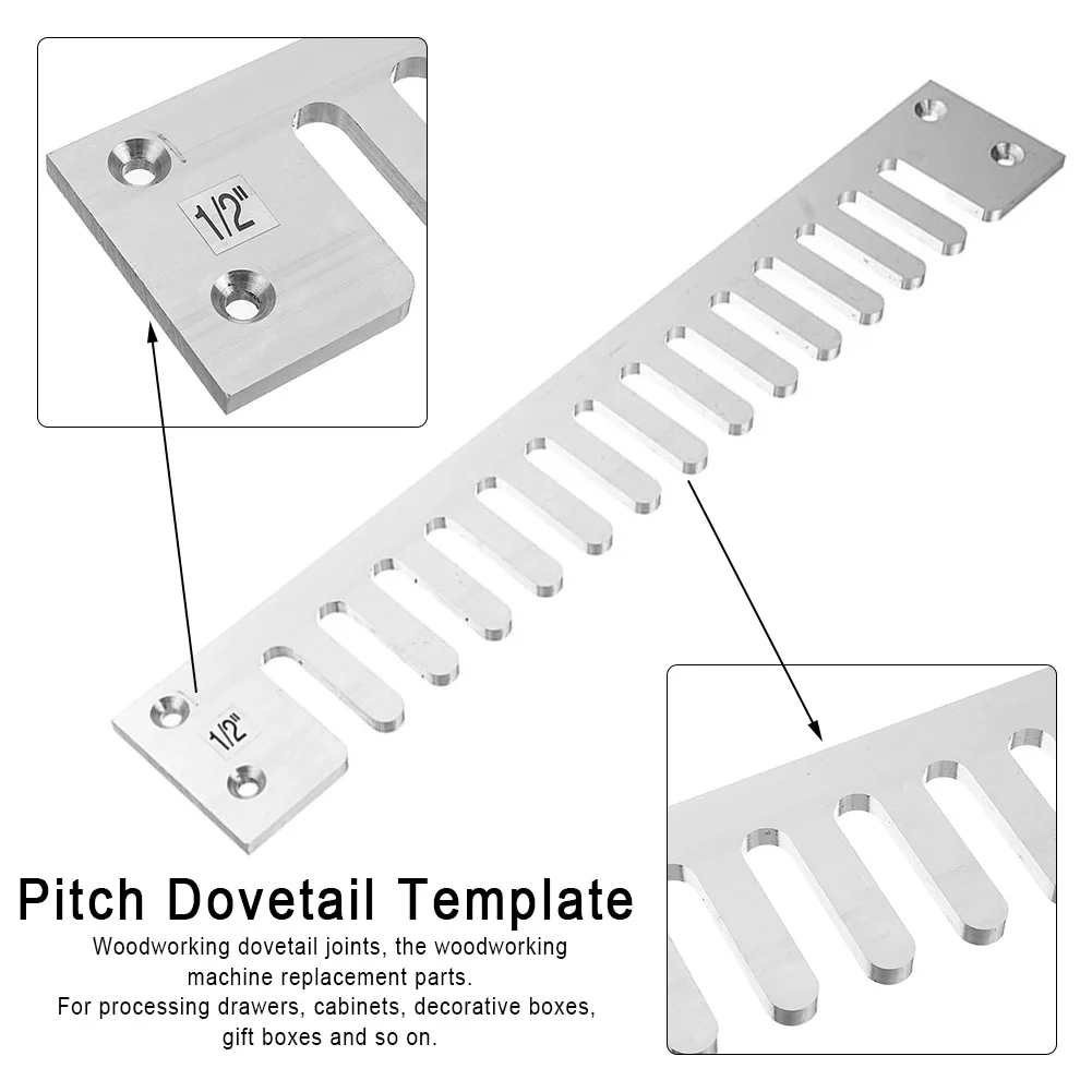 

12 Inch Industrial Pitch Dovetail Template Aluminium Alloy Practical Woodworking Tool Multifunction Home Easy Operate Portable